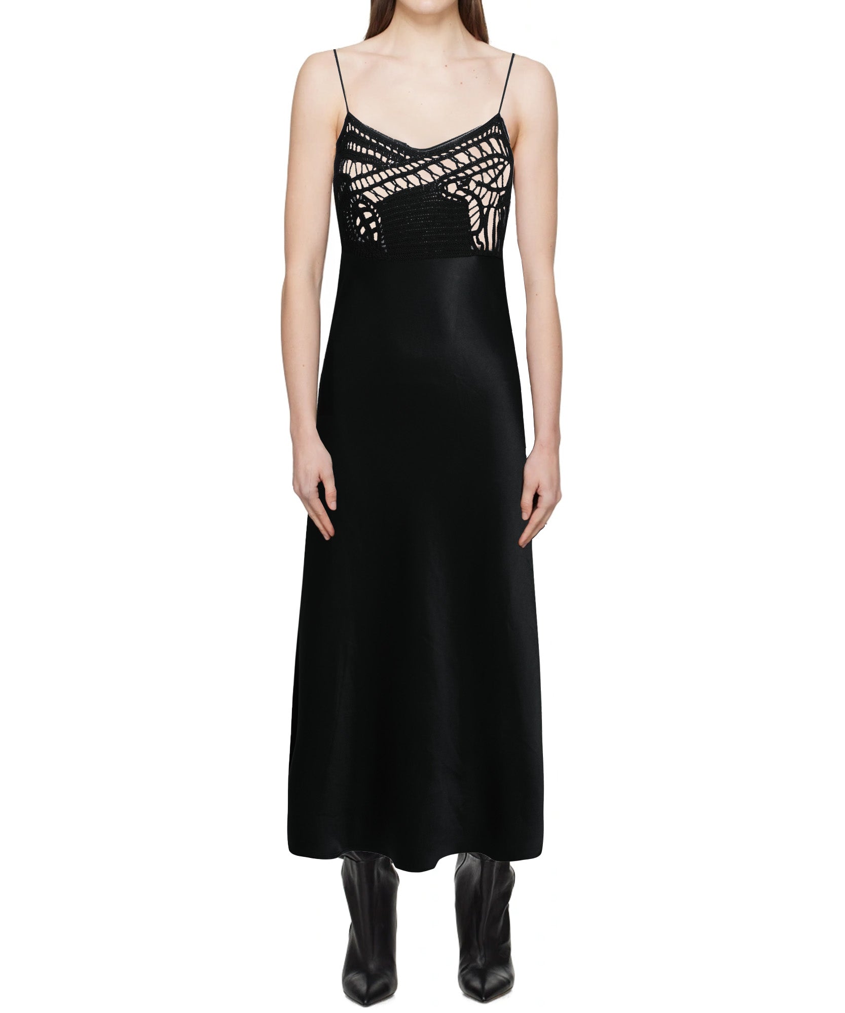 Black Crochet Silk Dress SOCIAL-WORK Black Crochet Silk Dress SOCIAL-WORK