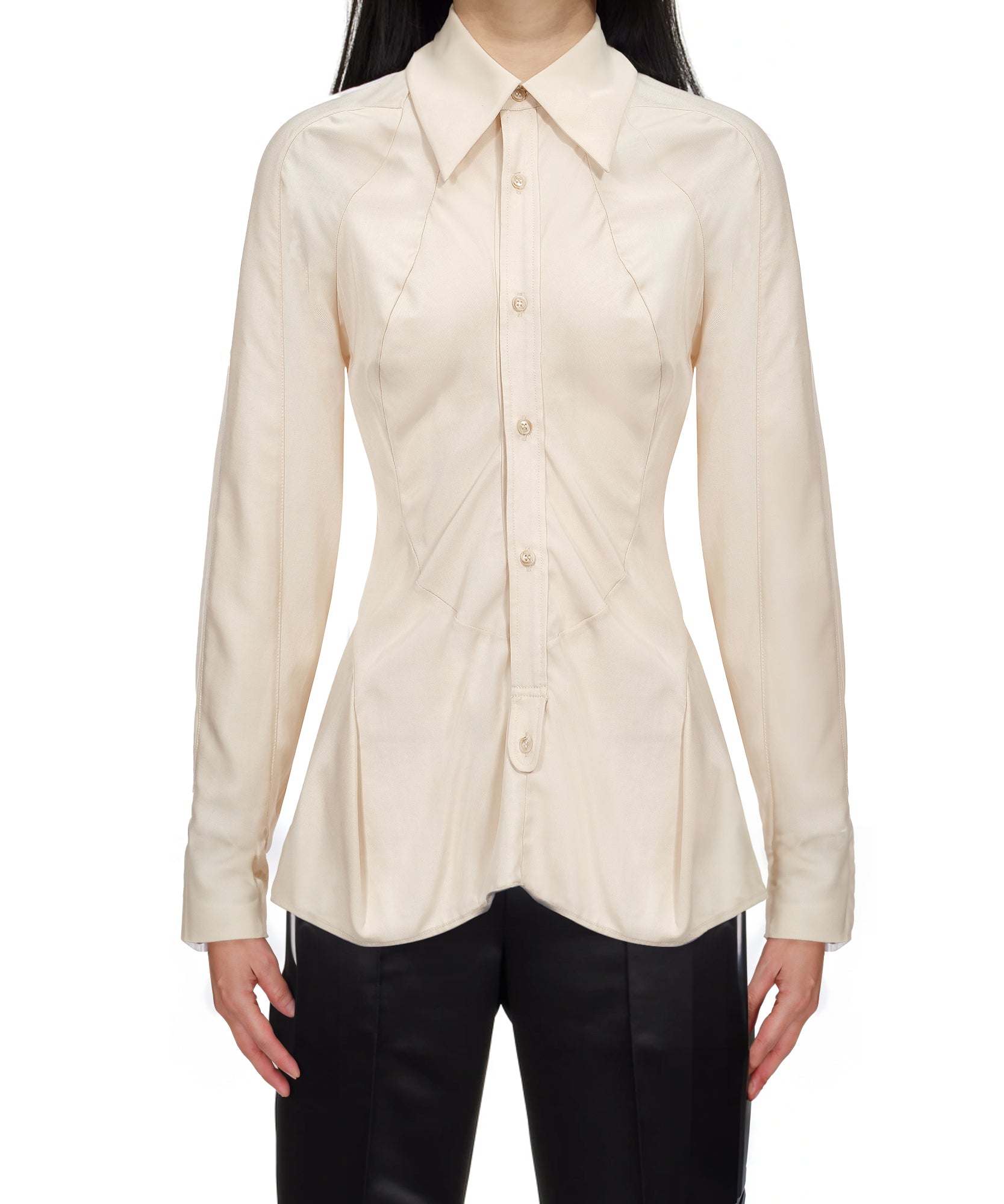 Beige Fitted Tencel Shirt