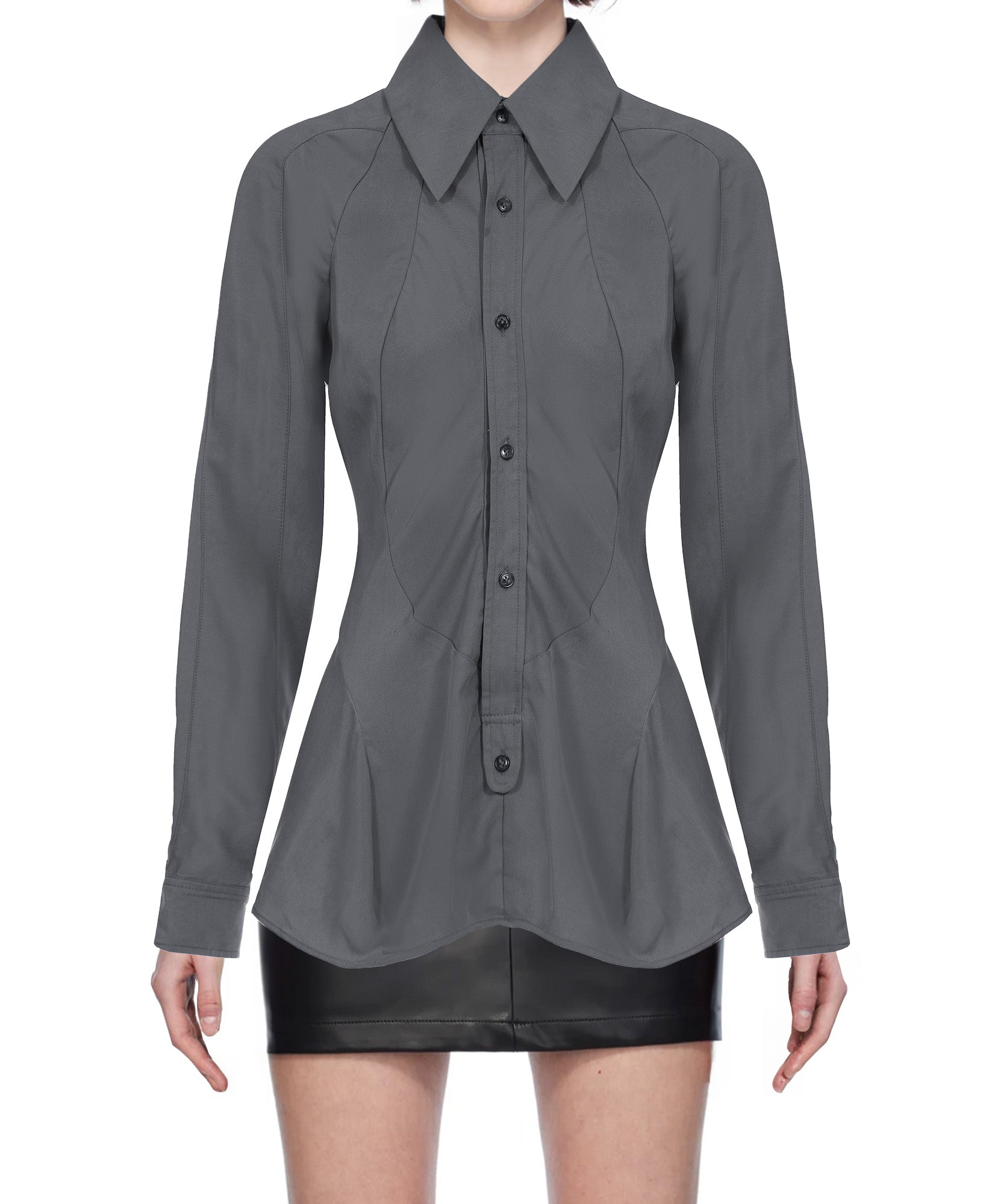 Grey Fitted Tencel Shirt