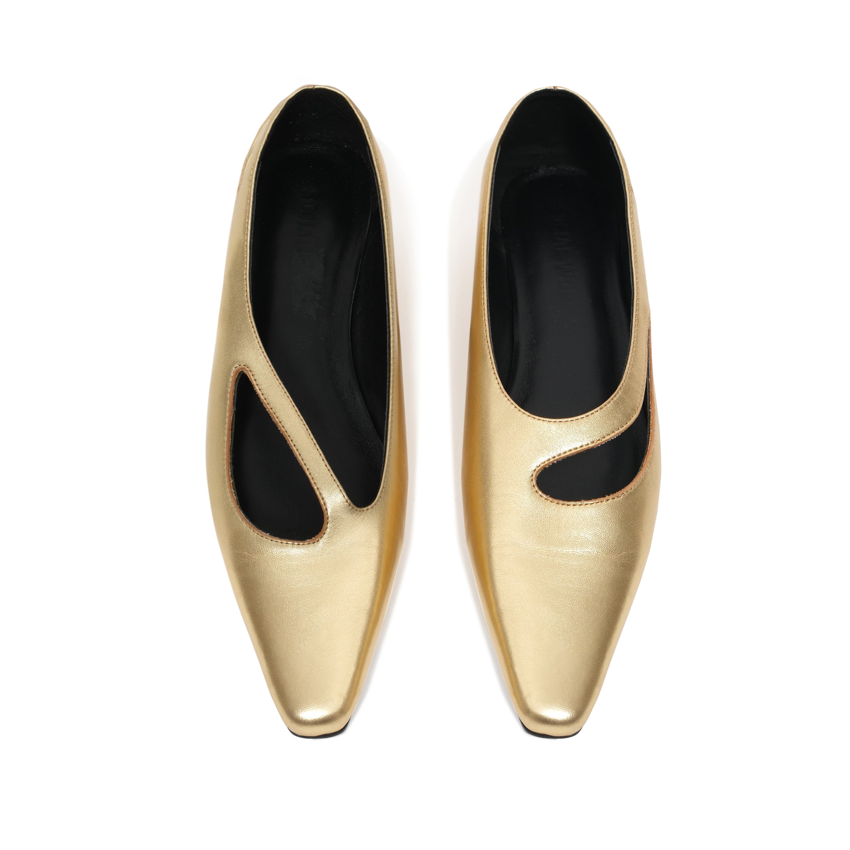 Golden Irregular Cut Ballet Flats