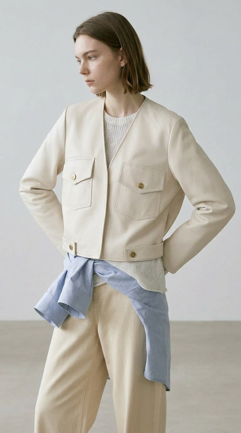 Cropped Cotton Utility Jacket