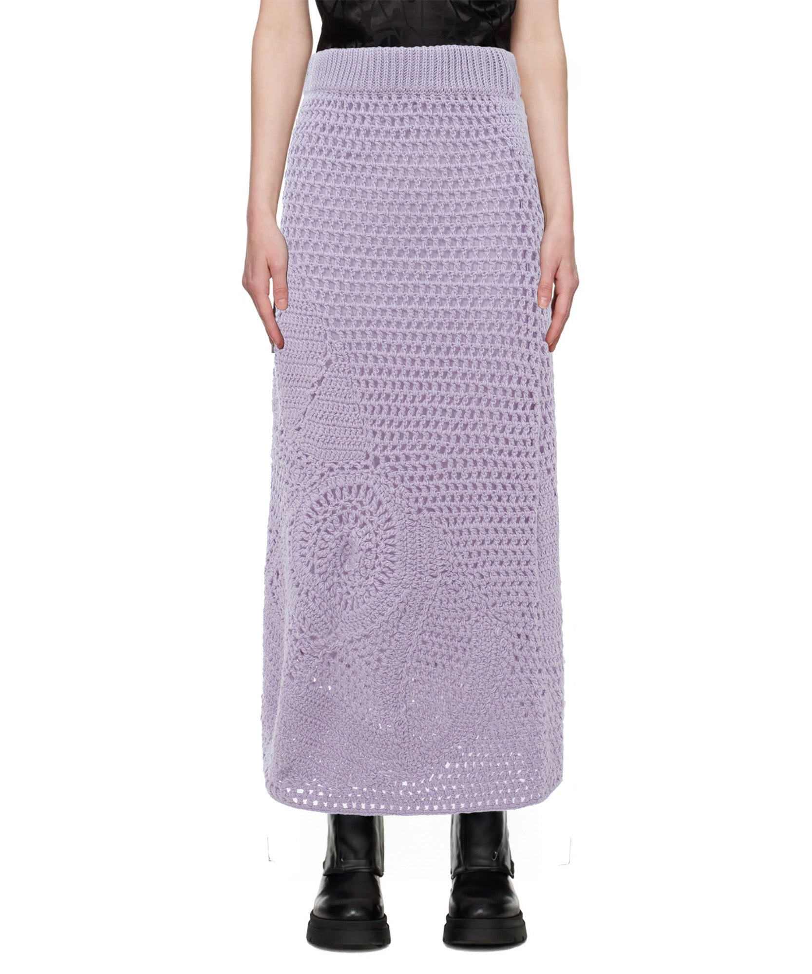 Purple Crochet Midi Skirt