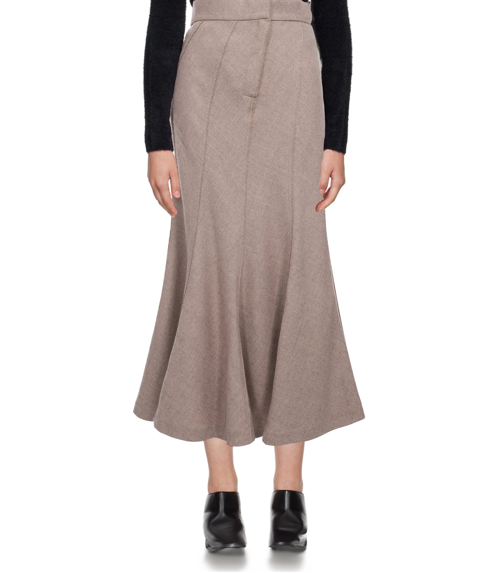 Beige Tailoring Midi Skirt